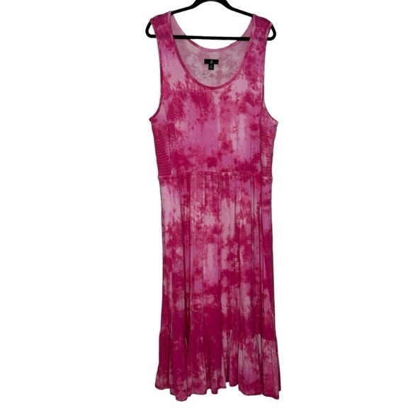 J Jason Wu Plus Size Pink Tie Dye Jersey Knit Sleeveless Maxi Sun Dress 2X - Picture 2 of 8